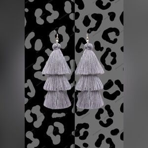Unique Gray Tassel Earrings